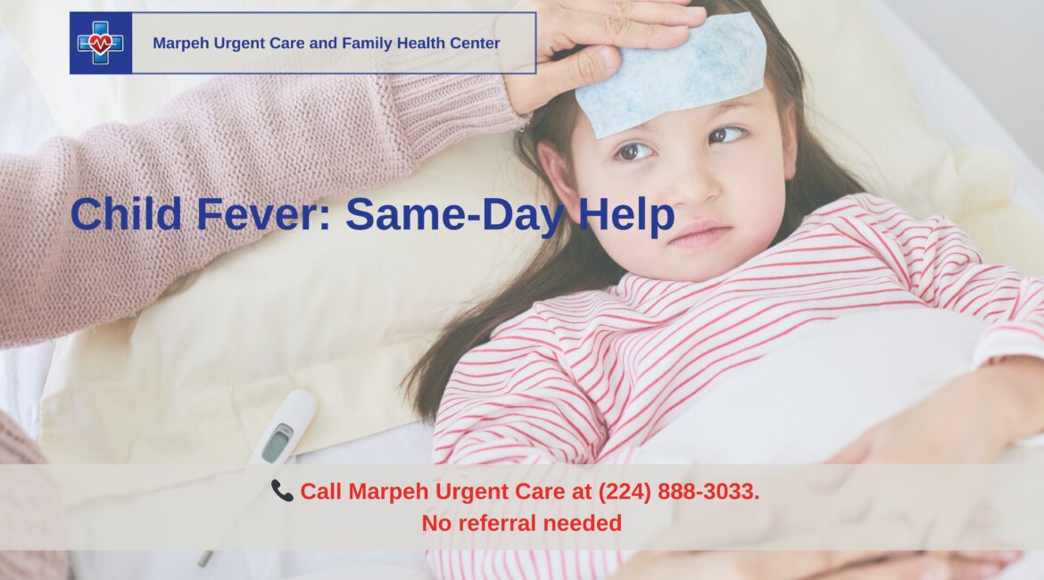 Mother comforting child with fever at Marpeh Urgent Care in Niles, IL